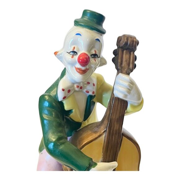 VTG Maruho Japan MUSIC BOX CIRCUS CLOWN & CELLO Porcelain "Send In The Clowns" - Picture 2 of 6